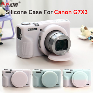 Ốp lưng máy ảnh giáp cao su silicon mềm cho Canon G7X Mark III G7XII G7XIII G7X3 Vỏ chống sốc có nắp ống kính