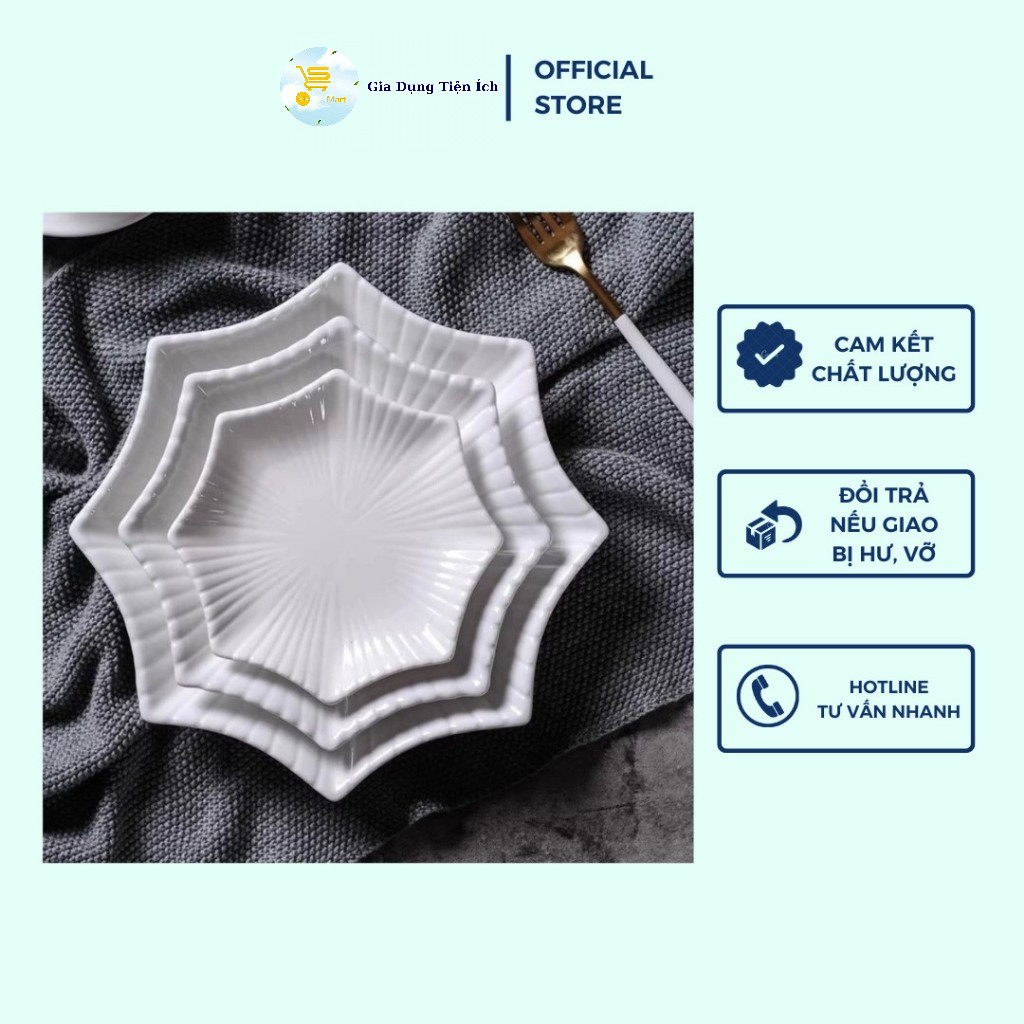 Dĩa Đựng Thức Ăn, Đĩa Nhựa Phít Ngôi Sao, Dĩa Nhựa, Dĩa Dh Đủ Size Màu Trắng Nhựa Melamine Fataco Dà
