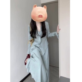 Bộ Áo Sơ Mi Viền Bèo Kiểu Trung Quốc Mới Cổ Điển Chân Váy Dài Tôn Dáng Gầy Cạp Cao Đầu Thu Cho Nữ Áo Dài Tay