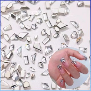 ⚡⚡COD 50 CÁI/100 CÁI Làm móng tay Mini Đáy phẳng Zircon Trang sức kim cương Mini Pha lê đính đá trang trí móng tay Nghệ thuật Trang trí móng tay bằng kim cương giả ba chiều siêu sáng không đều