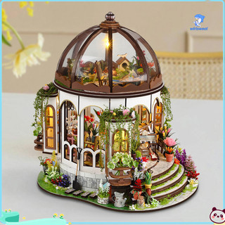  Wirlsweal 1 Bộ DIY Mini Nhà Kính Bộ Với Đèn LED Nội Thất Trẻ Em Người Lớn Handmade Gỗ Nhỏ Vườn Nhà Xây Dựng Mô Hình Nhà Búp Bê Trang Trí 