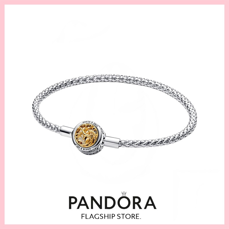 [Miễn thuế] PANDORA100% đích thực S925 bạc Game of Thrones House Sigil Clasp Pandora Moments Studded