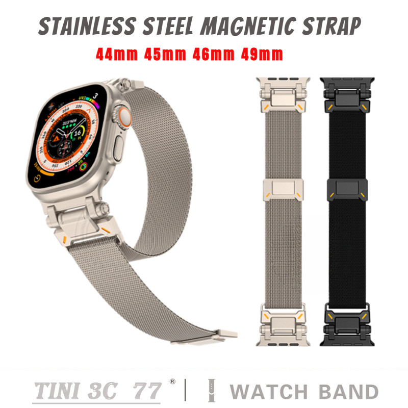 Dây đeo từ tính thể thao cho iWatch Ultra 3 2 49mm 46mm 45mm 44mm Explorer Thép không gỉ Nam Ban nhạ