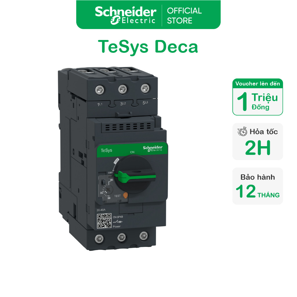 CB bảo vệ động cơ loại từ nhiệt GV3P - 690VAC - IP20 - 3P - Schneider Electric -GV3P40 GV3P50 GV3P65