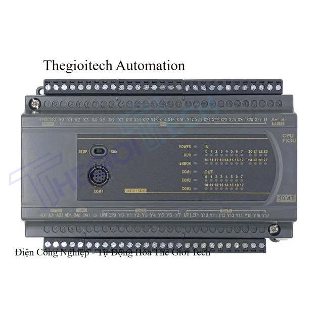 Board mạch PLC ES FX3U  40MT -24 input 16 output transistor  RS232/RS485, hỗ trợ analog, xung tốc độ