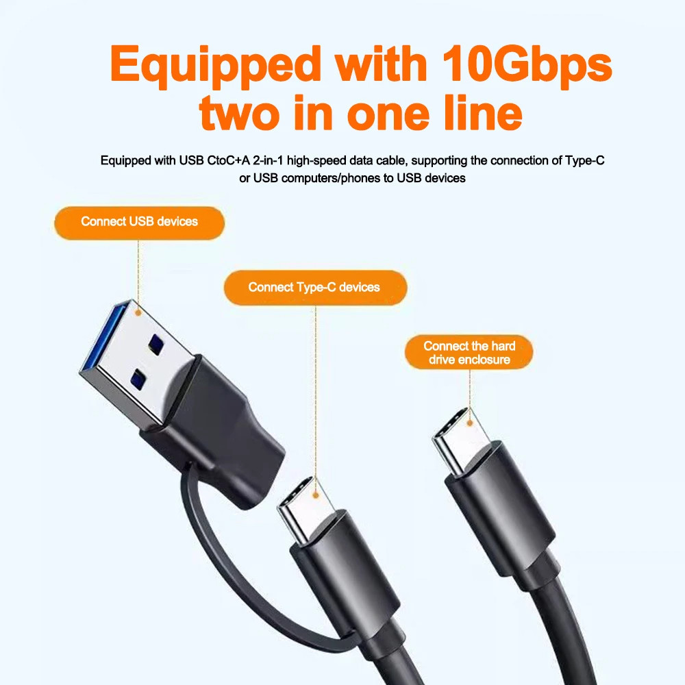Ốp lưng SSD M2 NVME SATA Giao thức kép M.2 sang USB Type C Bộ chuyển đổi vỏ SSD NVME SATA SSD Disk Box Hỗ trợ phím M và phím B & M | BigBuy360 - bigbuy360.vn