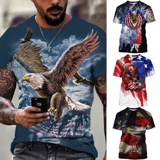 Áo thun nam thời trang mùa hè Áo thun nữ mềm mại và thoải mái dạo phố Áo thun thể thao in hình đại bàng 3D đa năng