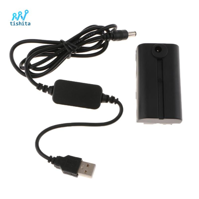 Bộ ghép nối DC pin giả Thay thế pin NP-F550 NP-F990, cáp nguồn USB