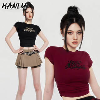 Áo thun nữ tay ngắn Hot Girl mới của HANLU Slim Fit Thiết kế đa năng hàng đầu