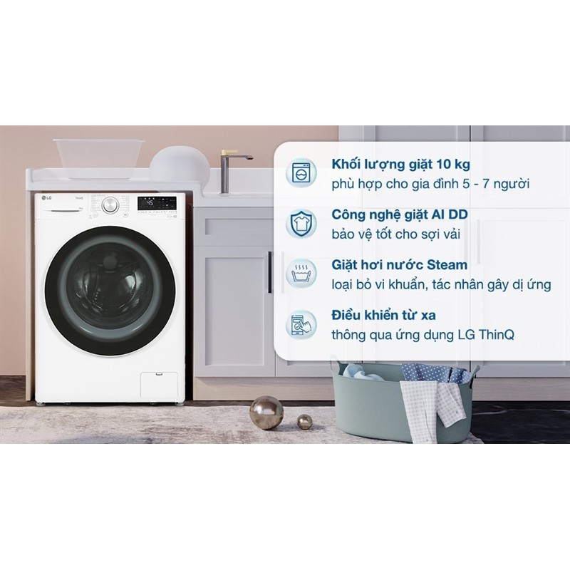 Máy giặt LG AI DD Inverter 10 kg FV1410S4W1 2023 - Sản xuất tại VIỆT NAM