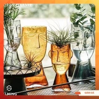 Bình Hoa Thuỷ Tinh, Lọ Hoa Trang Trí hình mặt người cao cấp, độc đáo sang trọng 3 màu sắc