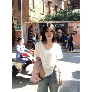 [Zestiva] Tay Ngắn áo thun nữ form rộng Cổ Tròn Retro Bigsize cotton Hàn Quốc 24774096482