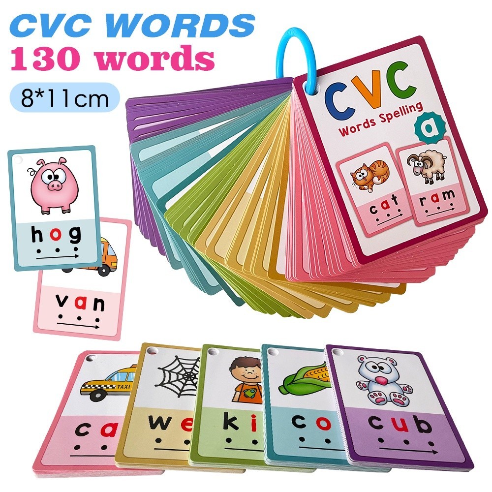 70 Cái CVC Từ Phonics Tiếng Anh Flashcards Thẻ Từ Vựng Ngôn Ngữ