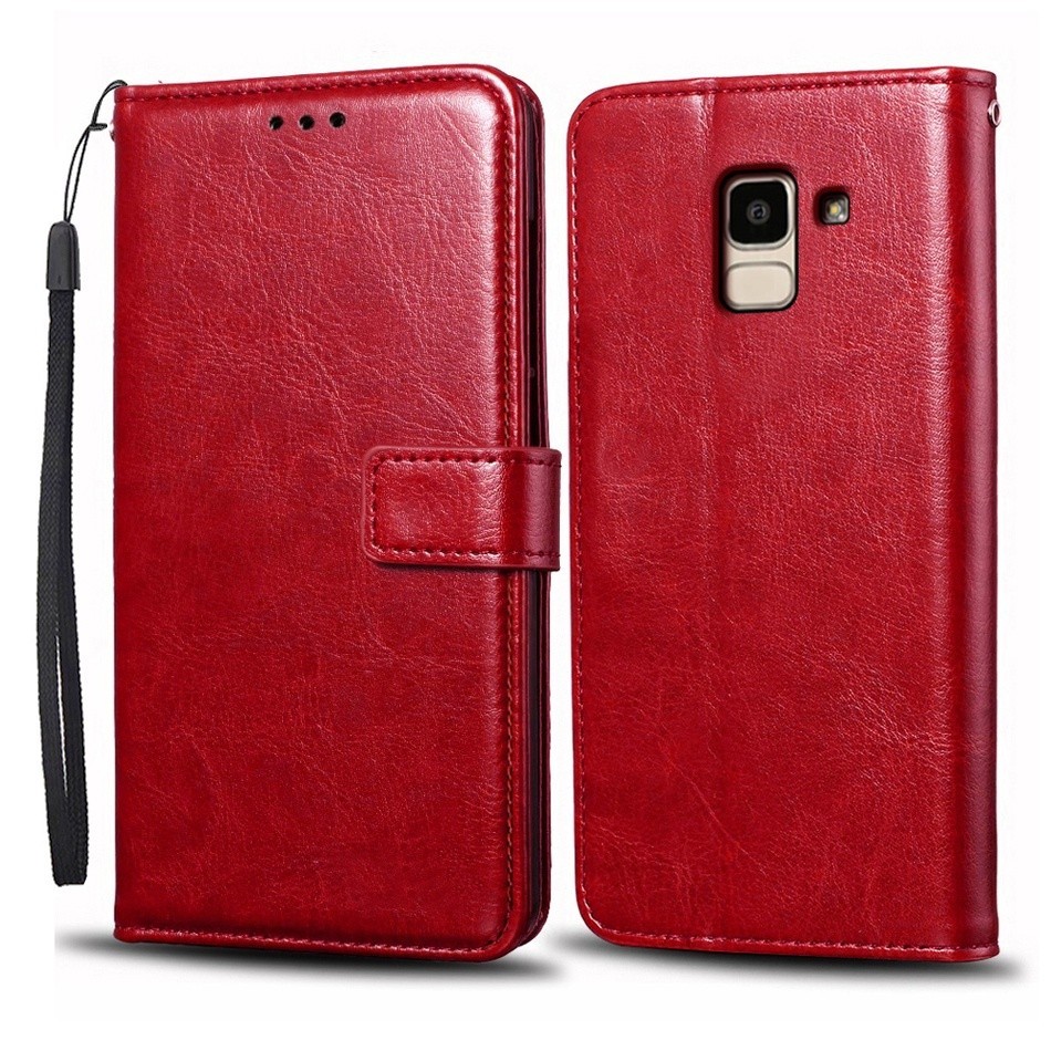 Ốp Lật Cho Samsung Galaxy J6 2018 J600F J600 SM-J600F Ví Sang Trọng Lật Bao Da Pu Vỏ Điện Thoại