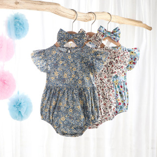 2024 Phong Cách Mới Cho Bé Jumpsuit ins Cho Bé Áo Liền Quần Hoa Cho Bé Sơ Sinh Áo Liền Quần Ngắn Tay Áo Liền Quần Đầu Mùa Hè Phiên Bản Hàn Quốc
