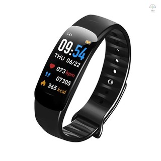 Vòng đeo tay thông minh màn hình màu C1plus không thấm nước bluetooth bước đo nhịp tim huyết áp Vòng đeo tay thể thao đa chức năng xuyên biên giới C1plus English - Khóa (Đen)