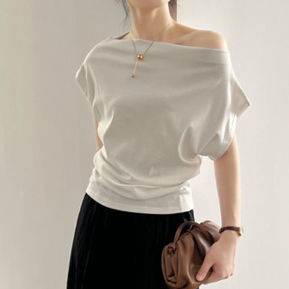 Áo thun nữ LACHI form vừa cao cấp cổ kiểu trễ vai tay lỡ kiểu Hàn Quốc có big size AL21