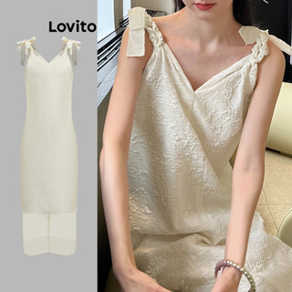 Lovito Đầm hai lớp trơn đơn giản cho nữ LBA82206 LBA82206