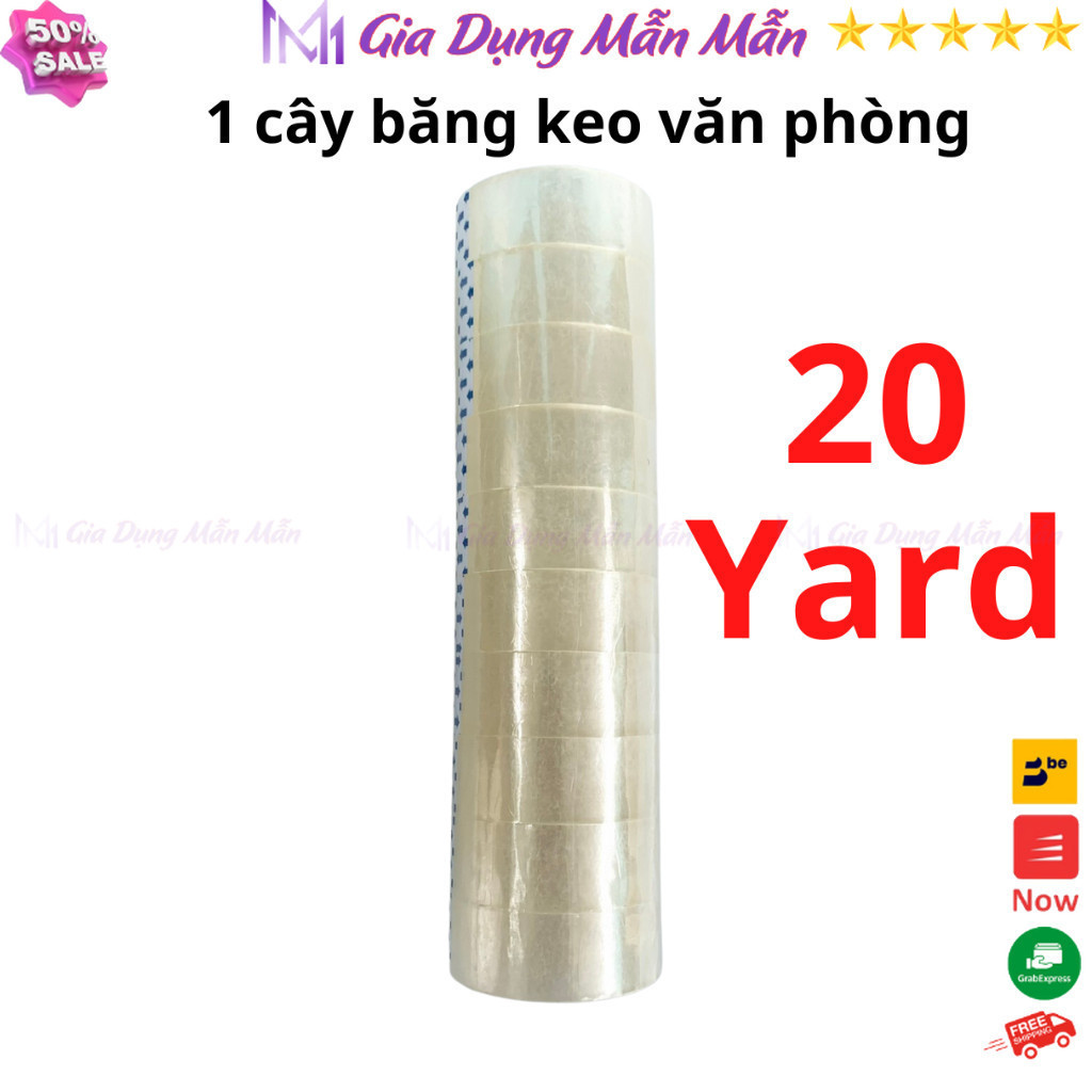 SKU79 - Băng keo trong văn phòng loại nhỏ, 1 cây 10 cuộn rộng 1.8cm, 20yard , 1yard = 0,9144 mét