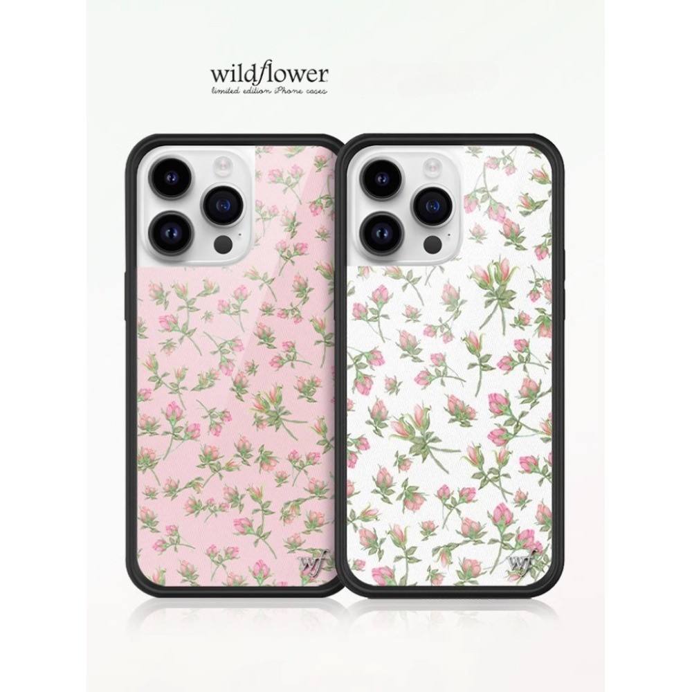 Wildflower WF Vỏ Cứng Cho iPhone 14 Plus 15 Plus Màu Hồng Hoa Hồng Ốp lưng iPhone 12 13 14 15 Pro Ma