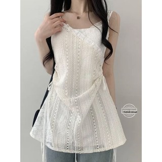 Áo hai dây dây rút ren ngọt ngào phong cách Hàn Quốc mùa hè dành cho nữ