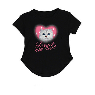 Yuewen Cotton Nguyên Chất Chính Hãng Vai Ngắn Tay Áo Thun Nữ Tình Yêu Mèo In Slim-Fit S