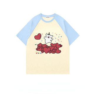 [Polyester] Phiên bản Hàn Quốc Áo thun ngắn tay cổ tròn in hình hoạt hình dễ thương dành cho nữ Áo thun mùa hè đa năng thông thường