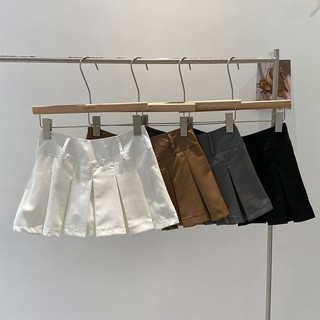 Jiashuchen Trắng Đơn Giản Âu Mỹ Chữ A Váy Xếp Ly Váy Ngắn Chữ V Thiết Kế Rốn Mỏng Hơn Nhìn Phù Hợp Với Váy Ngắn