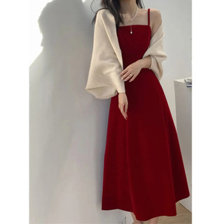 Váy 2 dây Váy trễ vai Váy đi biển Váy cottagecore Đầm dài Mùa hè 2024 Phong cách mới Slim-fit Sling Dress Đầm nữ
