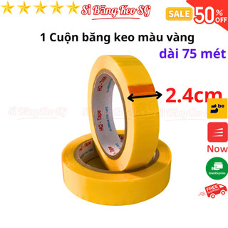 SKU103 - 1 Cuộn băng keo màu vàng OPP rộng 2.4cm, dài 75 mét, lõi giấy 3mm, giá tại xưởng