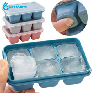 Khay Làm Đá 6 Ngăn Hình Vuông Bằng Silicone Kèm Nắp Đậy Tiện Lợi Dành Cho Nhà Bếp