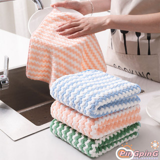 2024 HẤP DẪN!! Coral Fleece Dày Sóng Món Ăn Khăn Giặt Vải Rag Phụ Kiện Giặt Nhà Bếp