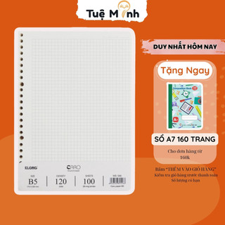 Ruột sổ còng Klong caro 5x5 B5 100 tờ - 200 trang giấy refill sổ binder MS 546