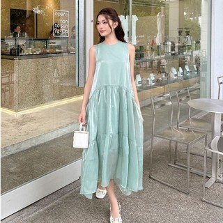 JOVEN Đầm Dài Xenia 3 Tầng Chất Organza Sang Trọng Nữ Tính