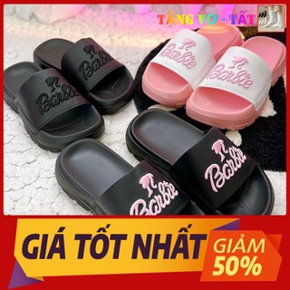  Dép BarBie TẶNG VỚ Quai Ngang Xé Dán Nam Nữ Cá Tính Đế Cao 4 Phân - Form Rộng - Chọn Giảm 1 size - Mẫu cô gái - trustvnx 
