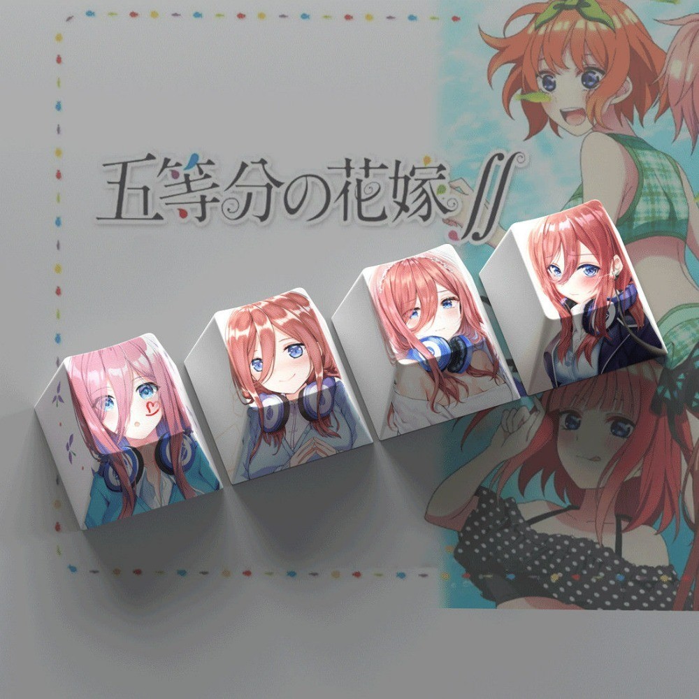 4 Bộ Quintuplets Tinh túy Anime Keycaps Nakano Ichika Nino Nakano Miku Cherry Profile PBT Thăng hoa 