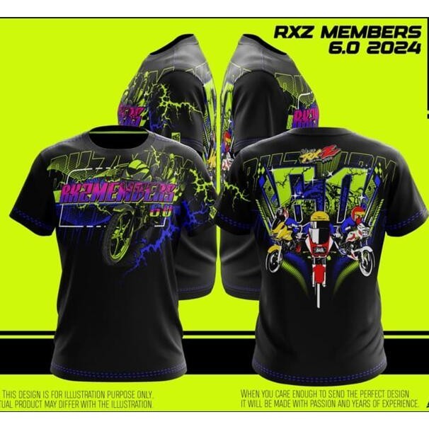 Áo thun Yamaha RXZ Members 6.0 / Baju Microfiber Jersi / Size: XXS-6XL