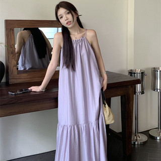 Cổ dây cao cấp mùa hè có dây treo Váy dài kỳ nghỉ bên bờ biển cao cấp nhẹ nhàng kiểu Pháp mới