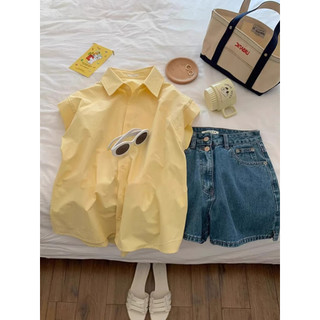 Suxi Pháp Vintage Ngọt Ngào Mùa Hè Mới Thời Trang Cổ Polo Tay Ngắn Áo Sơ Mi Nữ Top 240619