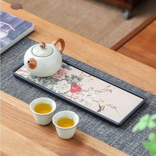 Khay trà, thuyền trà mặt sứ họa tiết đẹp mắt dùng cho bàn trà đạo