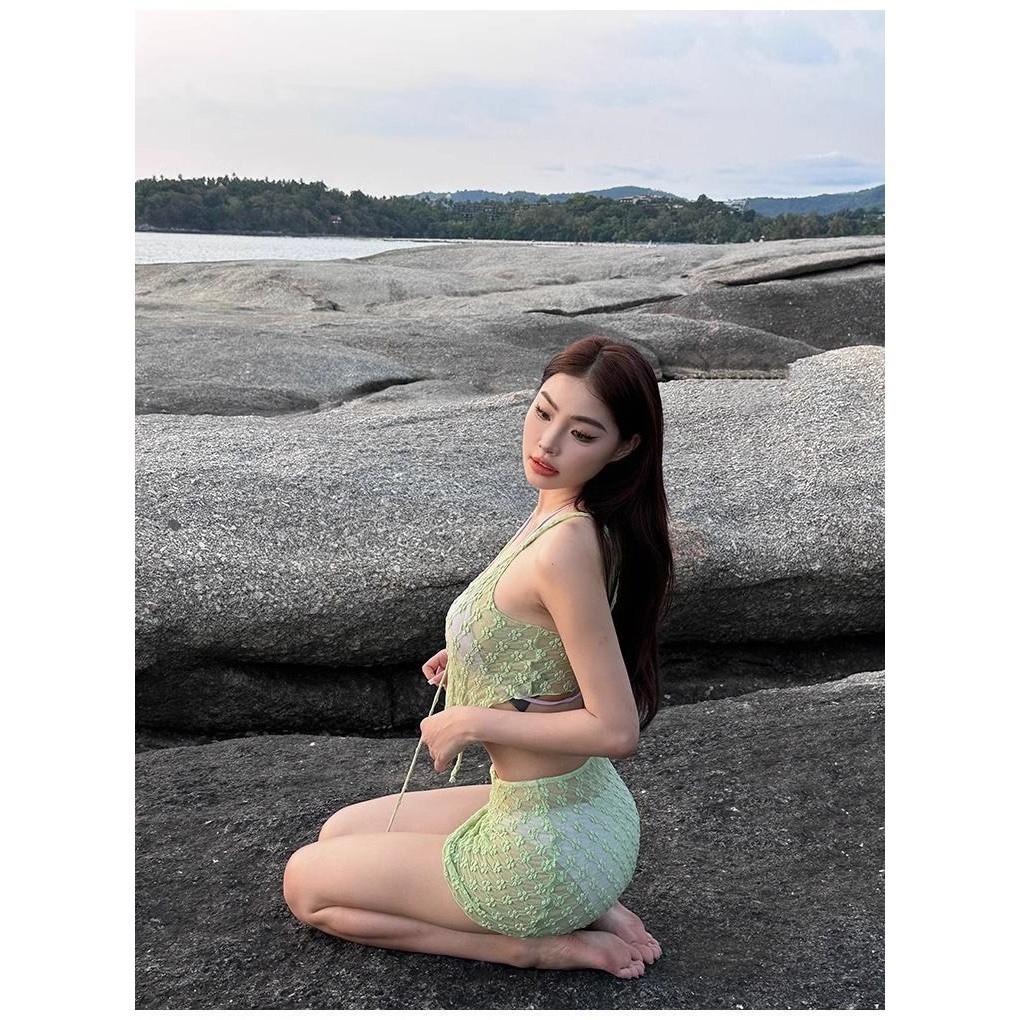 Set bộ đồ bơi bikini áo tắm 4 chi tiết có đệm ngực thiết kế phối ren ôm body gợi cảm hottrend HMH BKN07 | BigBuy360 - bigbuy360.vn