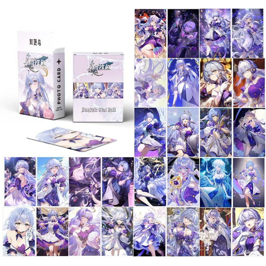 Bộ 50-55 Chiếc Honkai Star Rail Hologram Laser Lomo Cards Thiên Nga Đen Kafka Elysia Robin Phim Hoạt