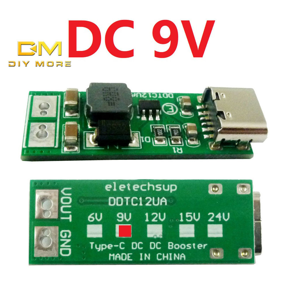 Diymore 9W Mini Type-C USB DC 5V sang 9V DC DC Boost Boost Converter Mô-đun điều chỉnh PFM