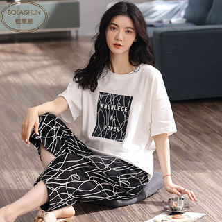 [Fei Fanmei] Bộ Đồ Ngủ Cao Cấp 100% Cotton Nữ Mùa Hè Phong Cách Mỏng Phiên Bản Hàn Quốc Quần Crop Tay Ngắn Ôm Hơn Nhìn Kích Thước Lớn Đồ Gia Đình