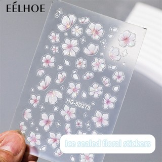 Nhãn dán Nhãn dán móng tay hoa năm cánh 5D Stereo Nail Art Sticker