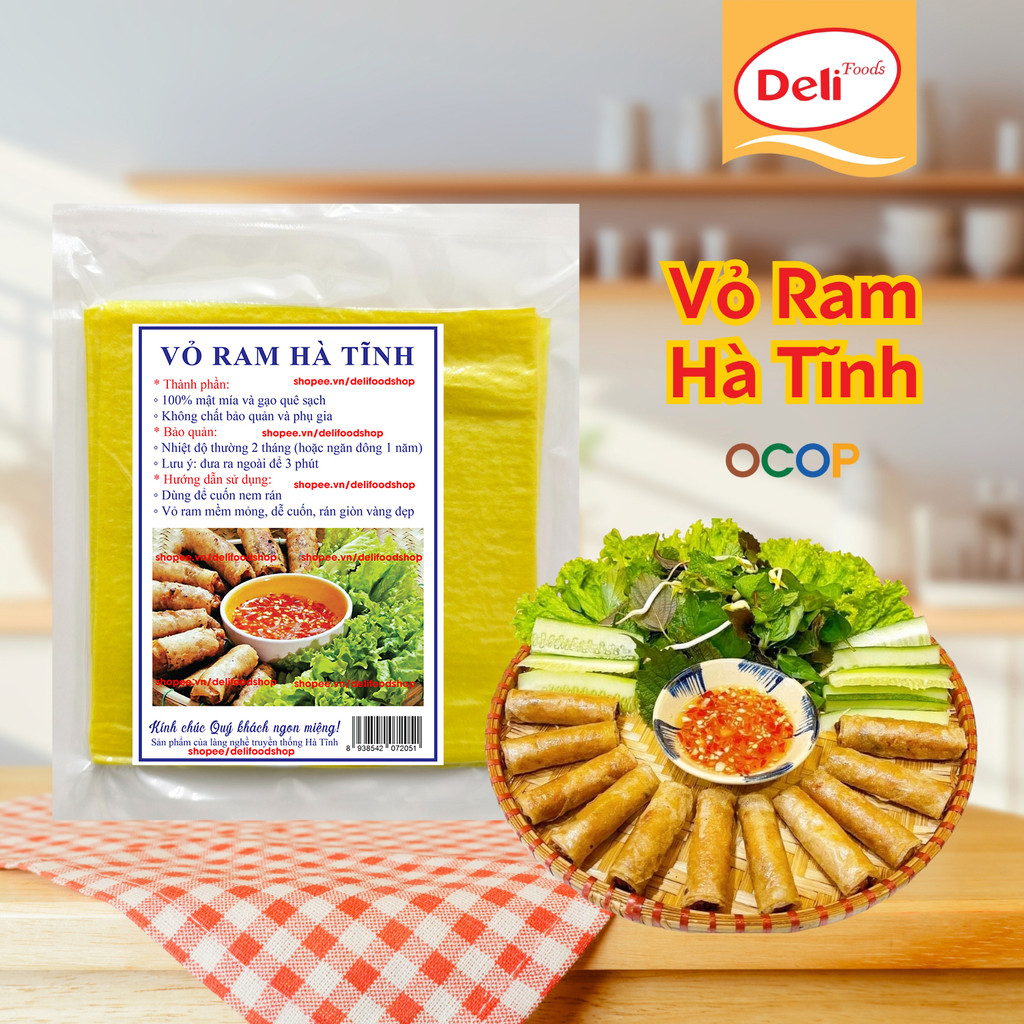 Vỏ Ram Hà Tĩnh Loại Ngon, Bánh Chả Ram Cuốn Nem, Bánh Đa Nem, Bánh Tráng Nem, Vỏ Ram Hút Chân Không