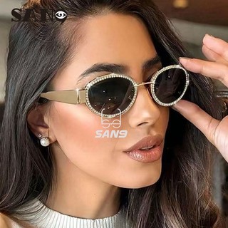  Kính râm nữ gọng nhỏ cổ điển đính kim cương 