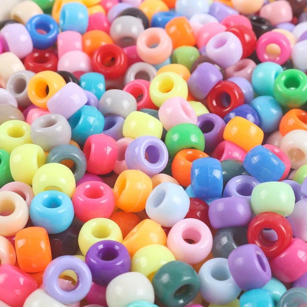 Bộ 50 6x9mm Hỗn Hợp Nhiều Màu Sắc Bẩn Bện Lỗ Lớn Acrylic Hạt Pony Rời Miếng Đệm Hạt Để Trang Sức Làm Tự Làm Vòng Tay Handmade