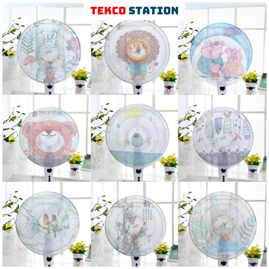 Lưới Vải Bọc Lồng Quạt Máy Có Dây Rút An Toàn Cho Bé Mẫu Hoạt Hình Dễ Thương