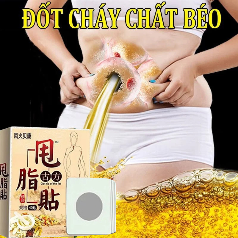Miếng dán tan mỡ bụng [Hộp 40 Miếng] Miếng Dán Tan Mỡ Dán Ở Rốn Tan Mỡ Bụng, Đùi, Tay